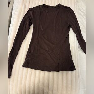 Lululemon Brown Wundermost Ultra-Soft Nulu Crewneck Long-Sleeve Shirt